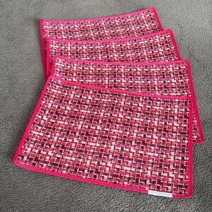Placemats! Set of 4! Pink, Brown & White Patterned, woven! ~17.75”x12”.